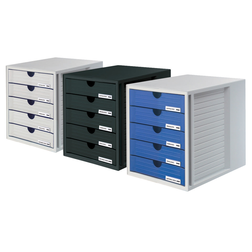 Schubladenbox SYSTEMBOX, DIN A4 und größer, 5 geschlossene Schubladen, schwarz HAN 1450-13D HAN 1450-13 5 geschlossene Schuebe