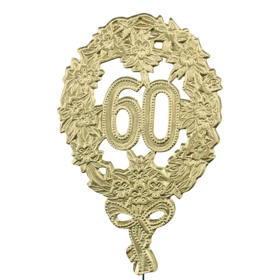 Jubiläumszahl gold „60", 8 x 12 cm DEMMLER 1225600192 DEKORATIV 1225-60 8x12cm