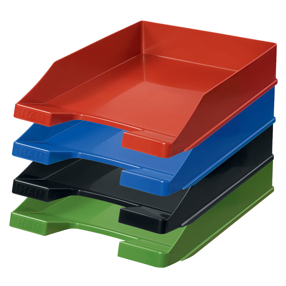 Briefablage KLASSIK, DIN A4/C4, stapelbar, stabil, modern, schwarz HAN 1027-X-13D