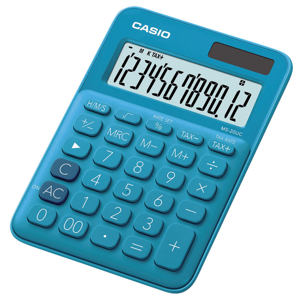 Tischrechner MS-20UC, Solar/Batterie, 12-stellig, blau CASIO MS-20UC-BU