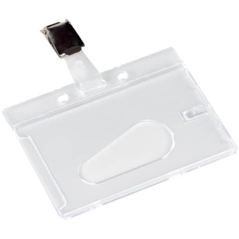 Ausweishülle mit Clip - 85 x 54 mm, Hartplastik, transparent, 10 Stück