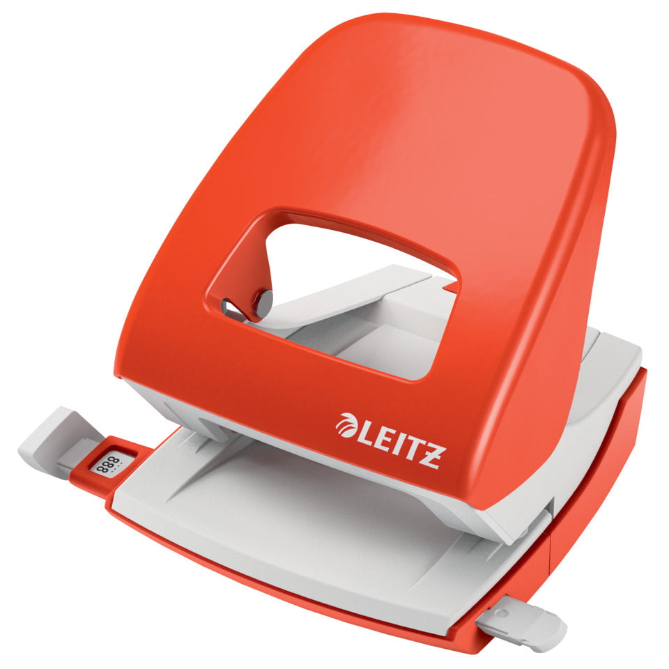Locher NeXXt, 30 Blatt, Anschlagschiene, Metall, hellrot LEITZ 5008-00-20 LEITZ 5008-00-20 30 Blatt