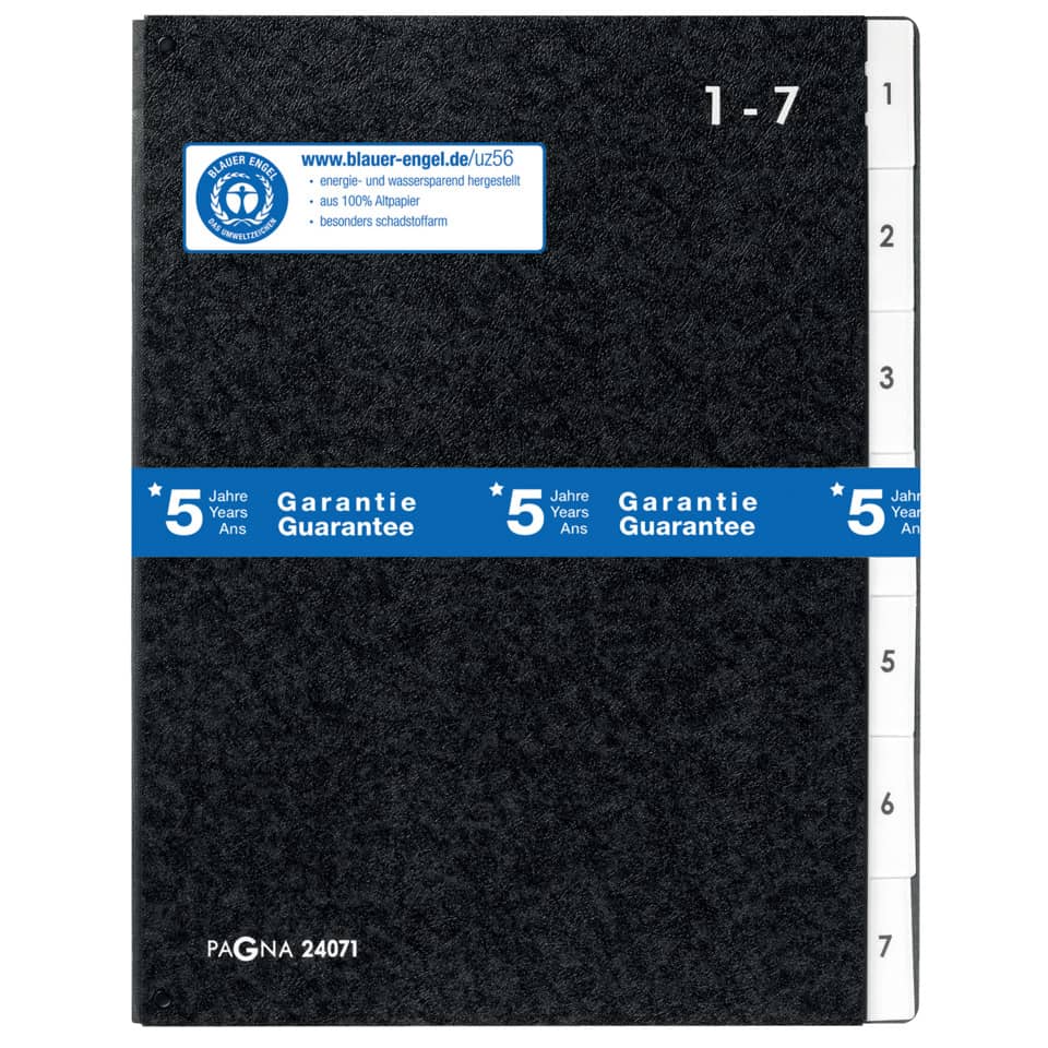 Pultordner 1-7, A4, schwarz PAGNA 24071-04 PAGNA 24071-04 Hartpappe 7tlg
