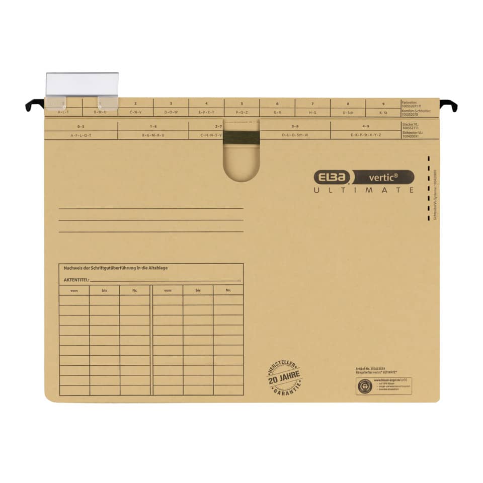 Hängehefter vertic Ultimate, A4, 230g/m², kaufmännische Heftung, braun ELBA 100081039 ELBA 100081039 85441 kfm.Heftung