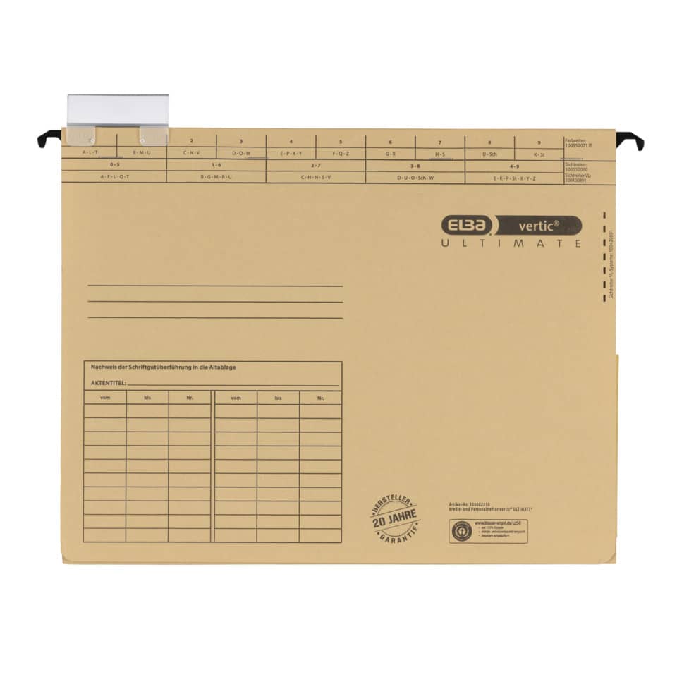 Hängehefter vertic Ultimate, A4, 240g/m², kaufmännische Heftung, braun ELBA 100082310 ELBA 100082310 85448 Personal-/Kredithef