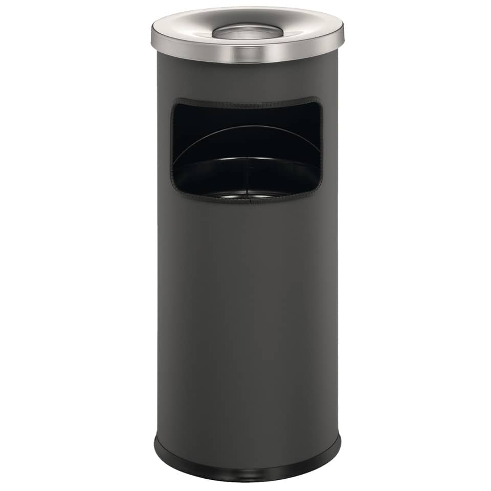 Papierkorb mit Ascher SAFE rund, Metall, 250x630mm (ØxH), 17l, anthrazit DURABLE 3332 58 DURABLE 3332 58 mit Ascher