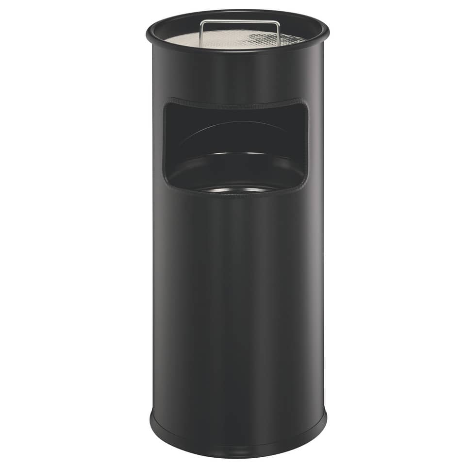 Papierkorb mit Ascher METALL rund, 260x620mm (ØxH), 17 l, schwarz DURABLE 3330 01 Durable 3330 01 schwarz