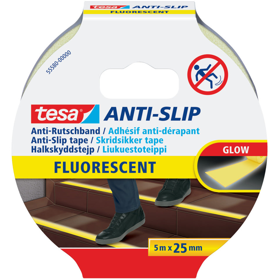 Antirutsch-Klebeband 5m x 25mm fluoreszierend TESA 55580-00000-11 TESA 55580-00000-11 fluoreszierend