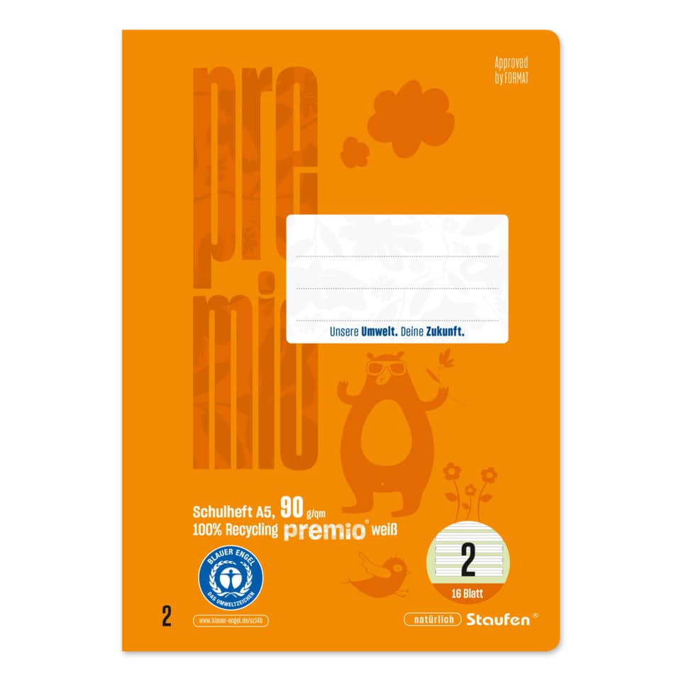 Schulheft Premio, DIN A5, liniert, LIN2, 16 Blatt STAUFEN PREMIO 040780002 STAUFEN PREMIO 040780002 90g