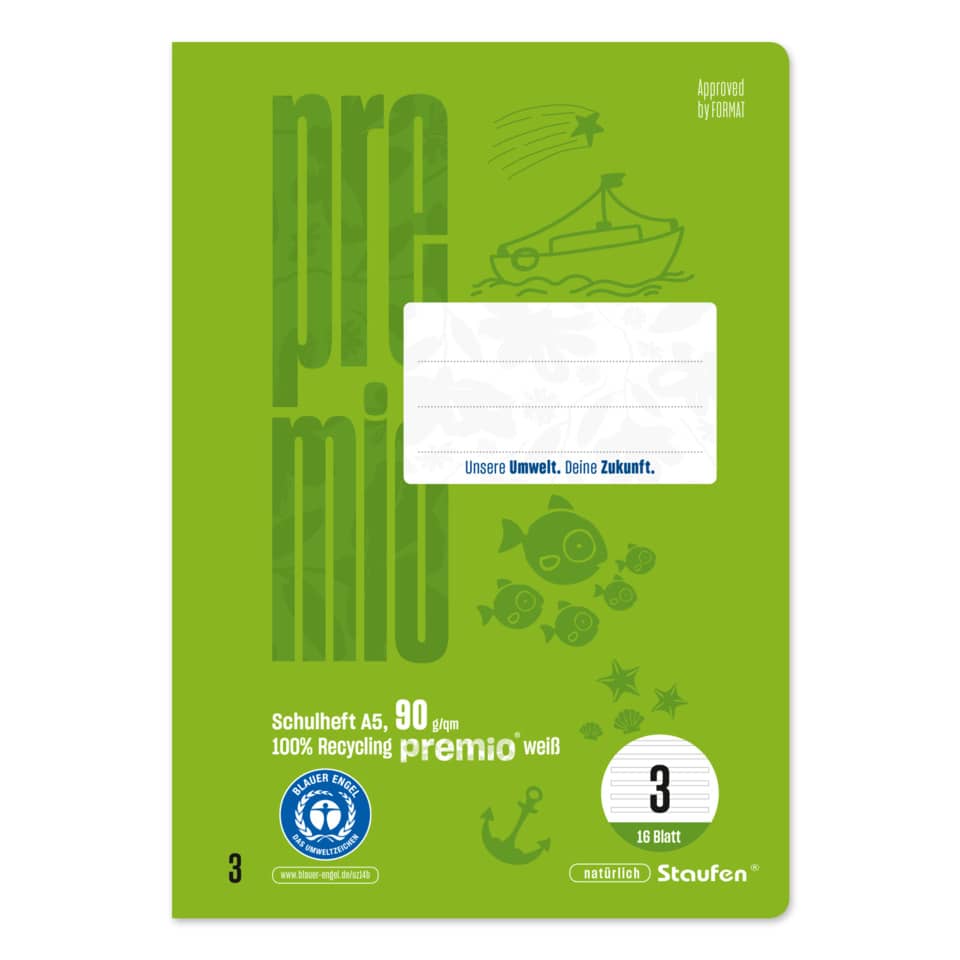Schulheft Premio, DIN A5, 14 Doppellinien, LIN3, 16 Blatt STAUFEN PREMIO 040780003 STAUFEN PREMIO 040780003 90g