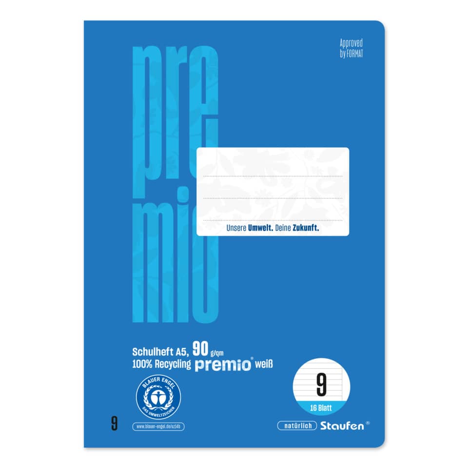 Schulheft Premio, DIN A5, liniert mit Rand, LIN9, 16 Blatt STAUFEN PREMIO 040780009 STAUFEN PREMIO 040780009  90g