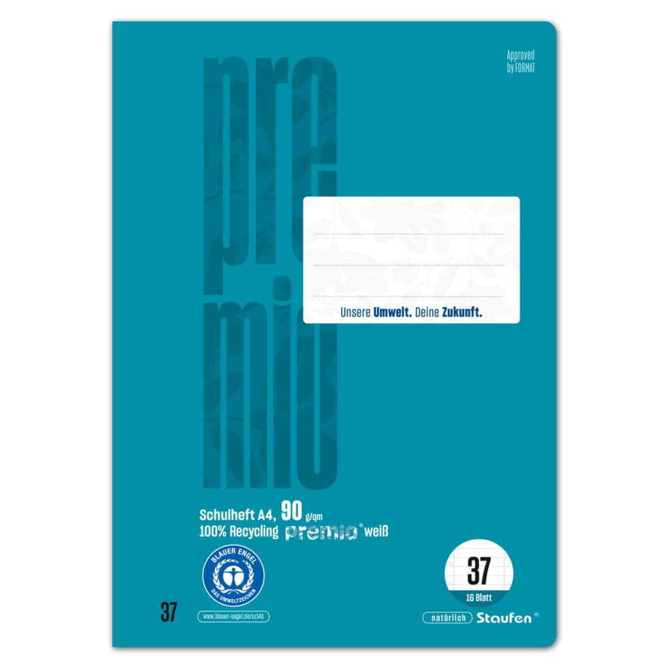 Schulheft Premio, A4, 90g/m², 16 Blatt, Lin.37, liniert STAUFEN PREMIO 040782037 STAUFEN PREMIO 040782037 Rd,perf.gel.90g