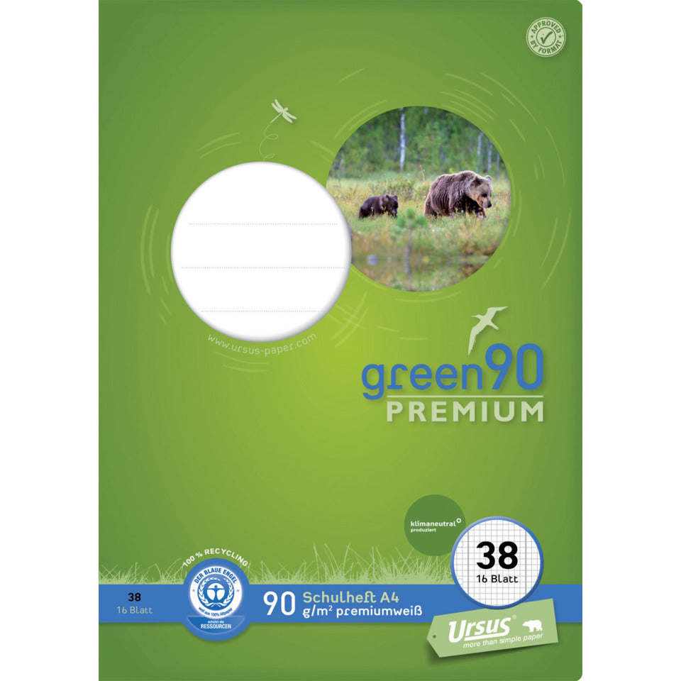 Schulheft Premio, A4, 90g/m², 16 Blatt, Lin.38, kariert STAUFEN PREMIO 040782038 STAUFEN PREMIO 040782038 Rd,perf.gel.90g