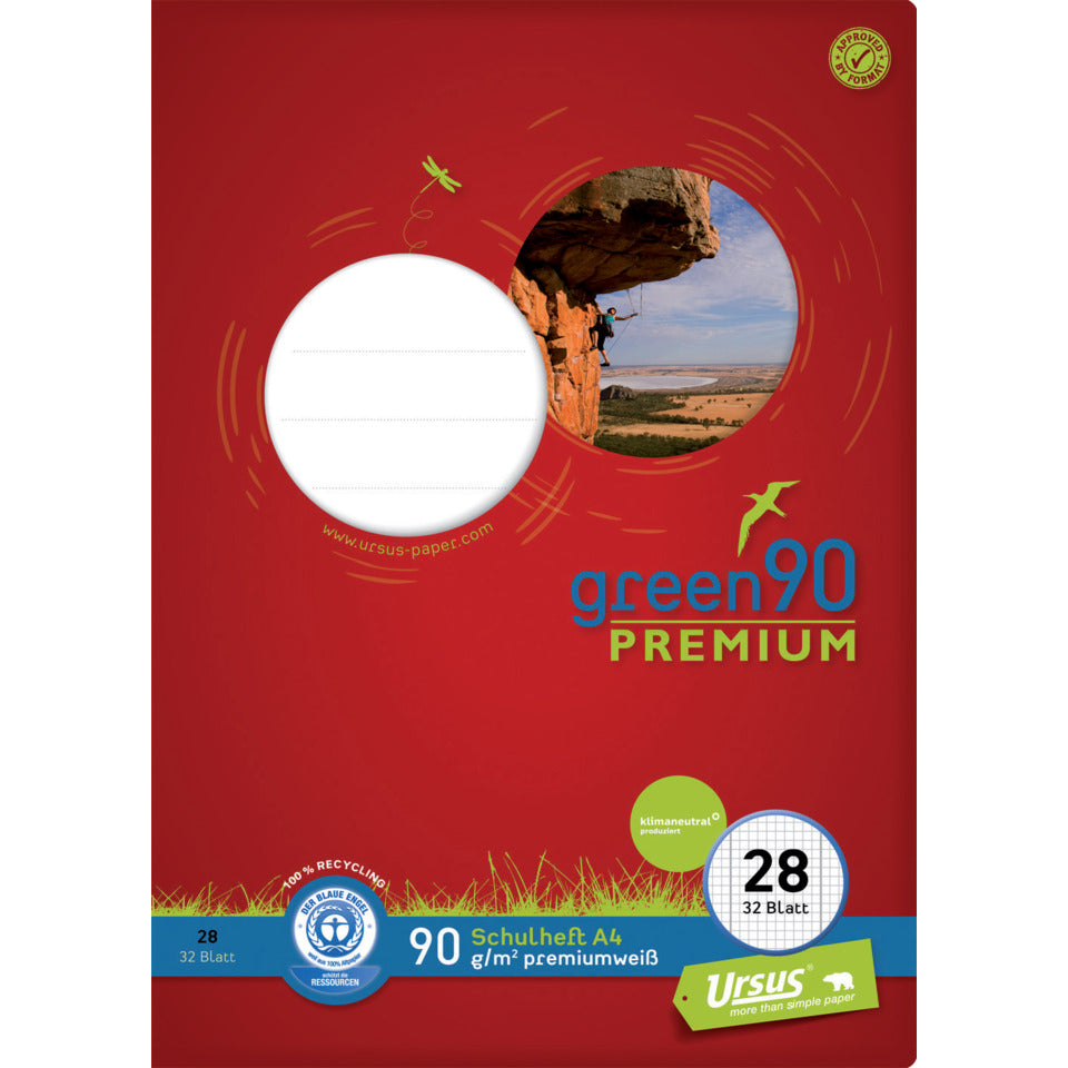 Schulheft Premio, A4, 90g/m², 32 Blatt, Lin.28, kariert mit Rand STAUFEN PREMIO 040784028 STAUFEN PREMIO 040784028 mit Rand 90g