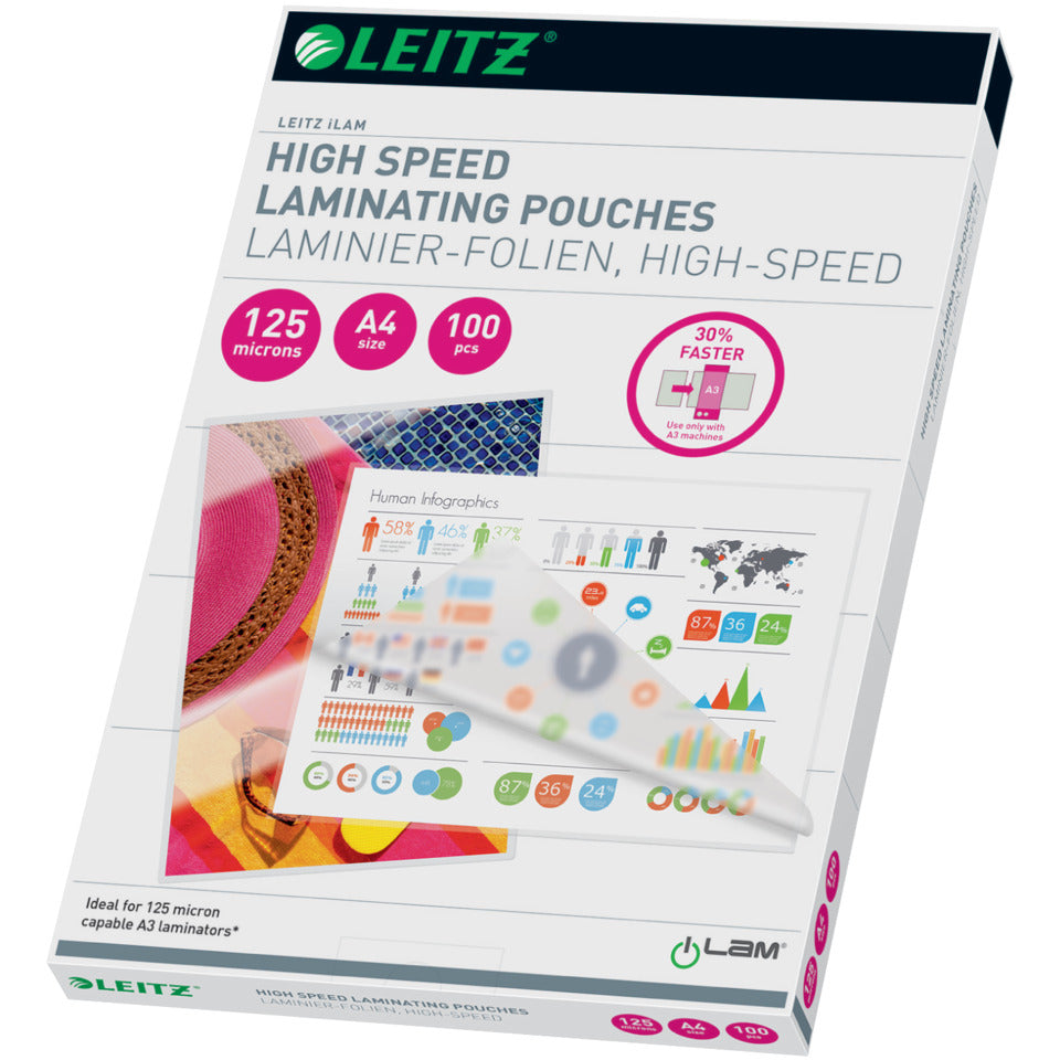 Laminierhülle Speed, A4, 125 µm, glänzend, 100 Stück LEITZ 7430-00-02
