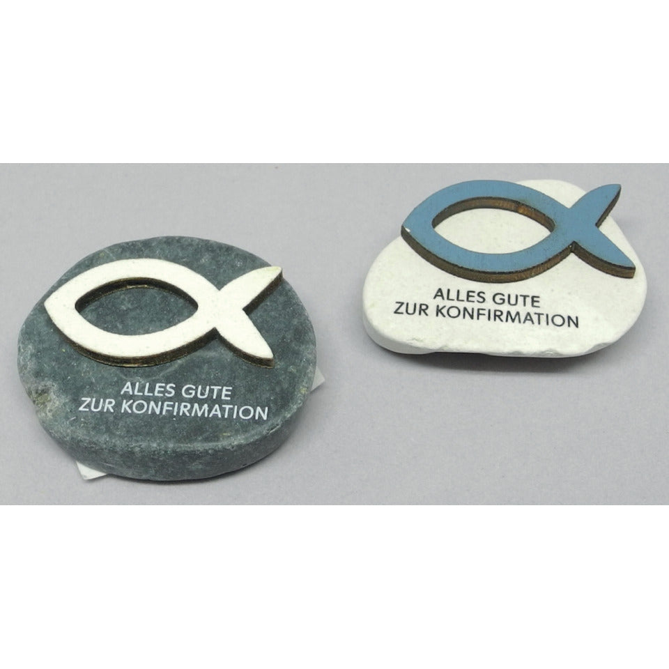 Deko Konfirmationsfisch, 5cm auf Naturstein, sortiert  0213 0213 5cm auf Naturstein