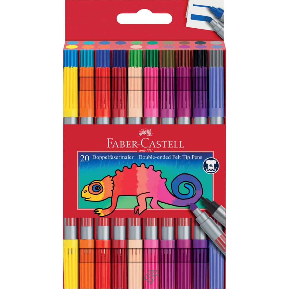 Fasermaler Zweispitz, 20 Stück, sortiert FABER CASTELL 151119
