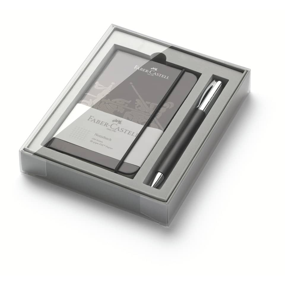 Geschenkset Kugelschreiber Ambition Edelharz, 2-teilig, schwarz FABER CASTELL 149623