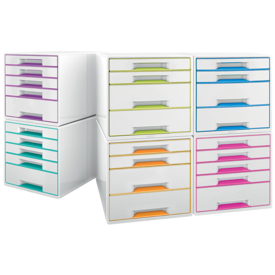 Schubladenbox WOW CUBE, 4 Schubladen, Polystyrol, weiß/grau LEITZ 5213-20-01 LEITZ 5213-20-01 4 Schubladen