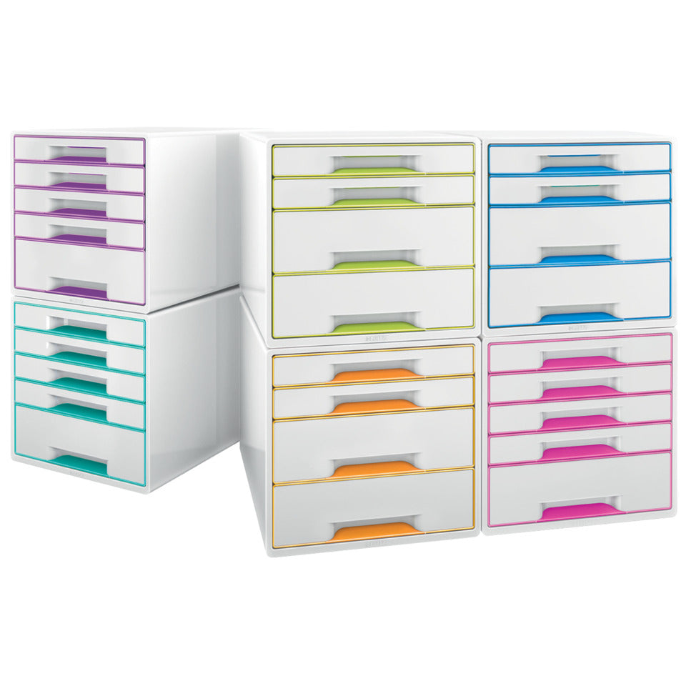 Schubladenbox WOW CUBE, 4 Schubladen, Polystyrol, weiß/eisblau LEITZ 5213-20-51 LEITZ 5213-20-51 4 Schubladen