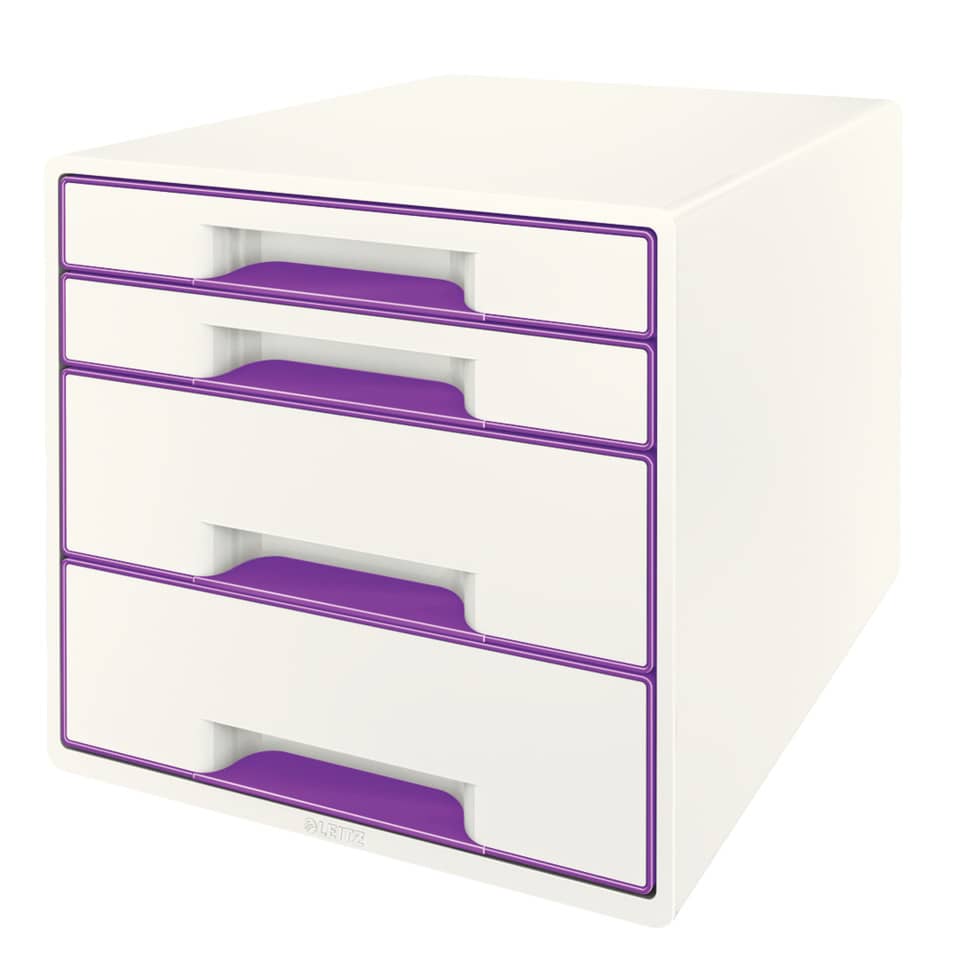 Schubladenbox WOW CUBE, 4 Schubladen, Polystyrol, weiß/violett LEITZ 5213-20-62 LEITZ 5213-20-62 4 Schubladen