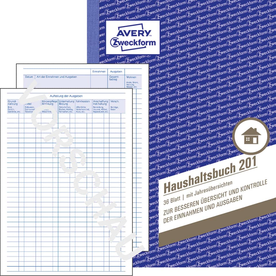 Haushaltsbuch, A5, 36 Blatt AVERY ZWECKFORM 201