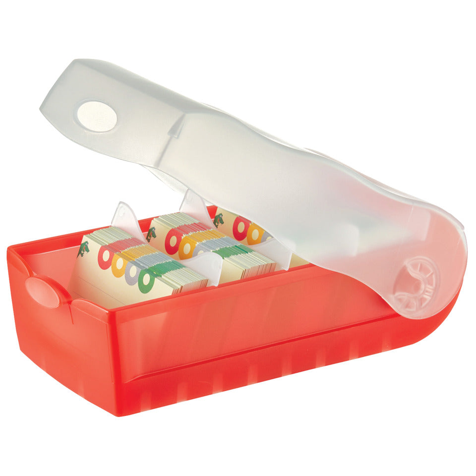 Karteibox CROCO DIN A8 quer, Lernkartei mit 100 Karten, transluzent-rot HAN 998-617D HAN 998-617 für 500 Karten