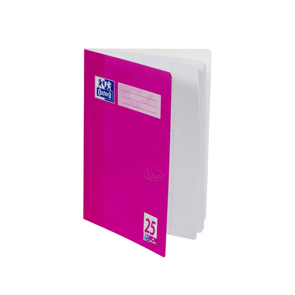 Heft Touch, A4, 90g/m², 16 Blatt, Lin.25, liniert mit Rand, pink OXFORD 400104369