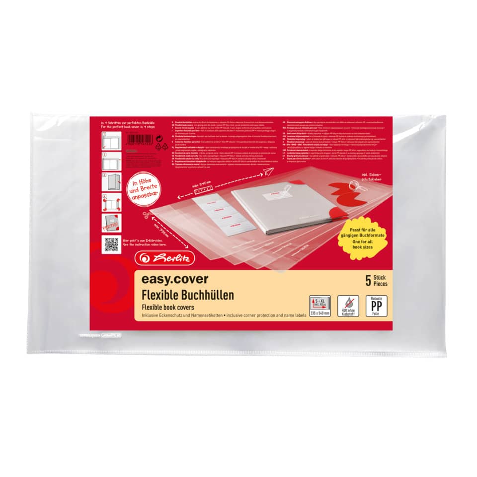 Buchschoner easy.cover, 5 Stück, transparent HERLITZ 100814383 HERLITZ 100814383 50014750 easy cover