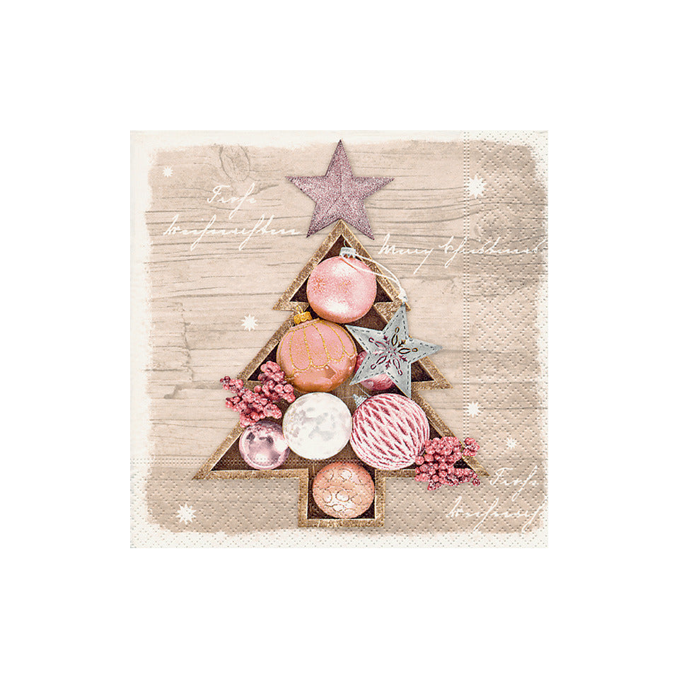 Weihnachts-Zelltuchserviette, Kugeln im Baum, 25 x 25 cm, 3-lagig, 20 Stück PAPER+DESIGN 500266 PAPER+DESIGN 500266  3lag