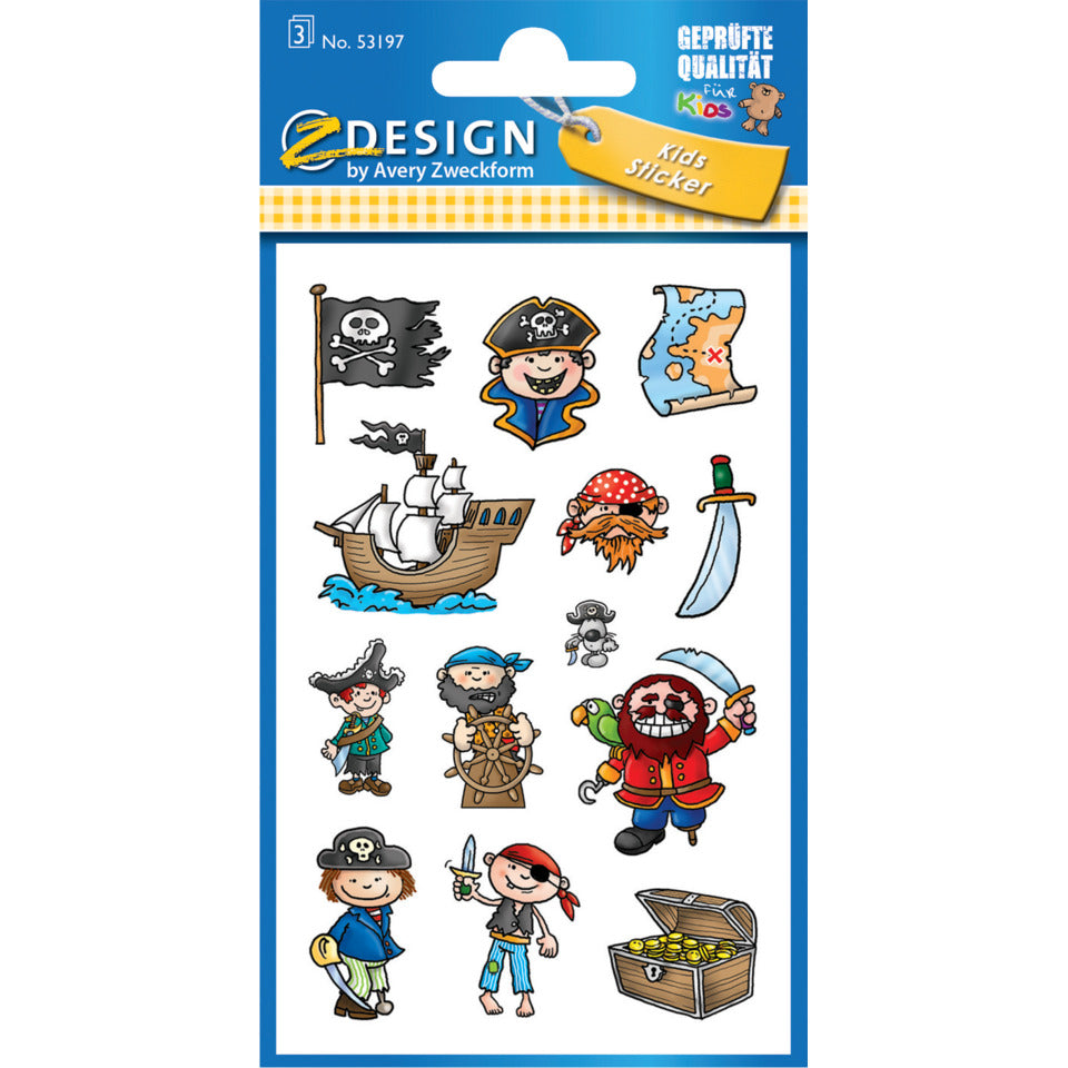 Schmucketikett Piraten, 39 Stück AVERY ZWECKFORM 53197 ZWECKFORM 53197 Kidssticker