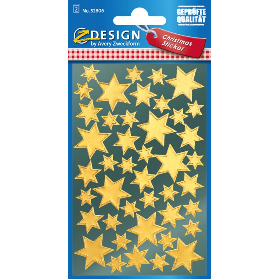 Weihnachtssticker Sterne, 96 Stück, gold AVERY ZWECKFORM 52806 ZWECKFORM 52806 gold sort.