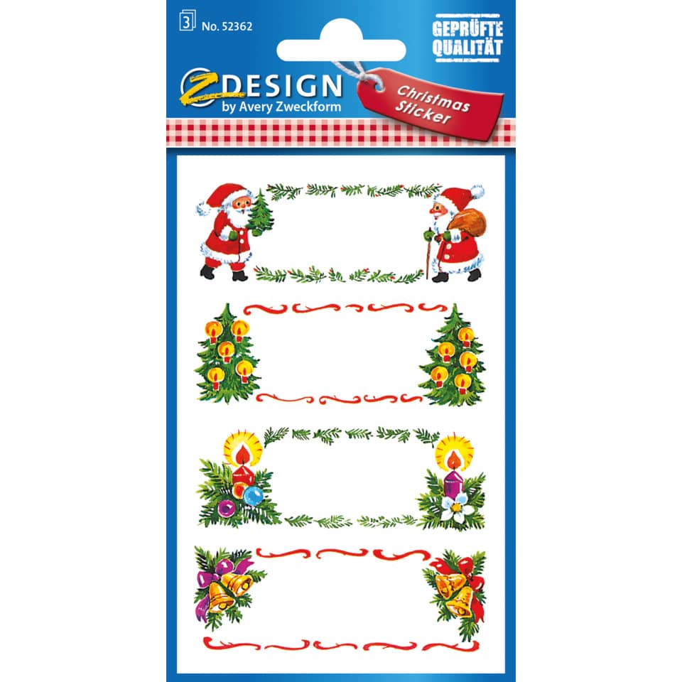 Weihnachtssticker Widmung, 12 Stück AVERY ZWECKFORM 52362 ZWECKFORM 52362 Glocken usw.