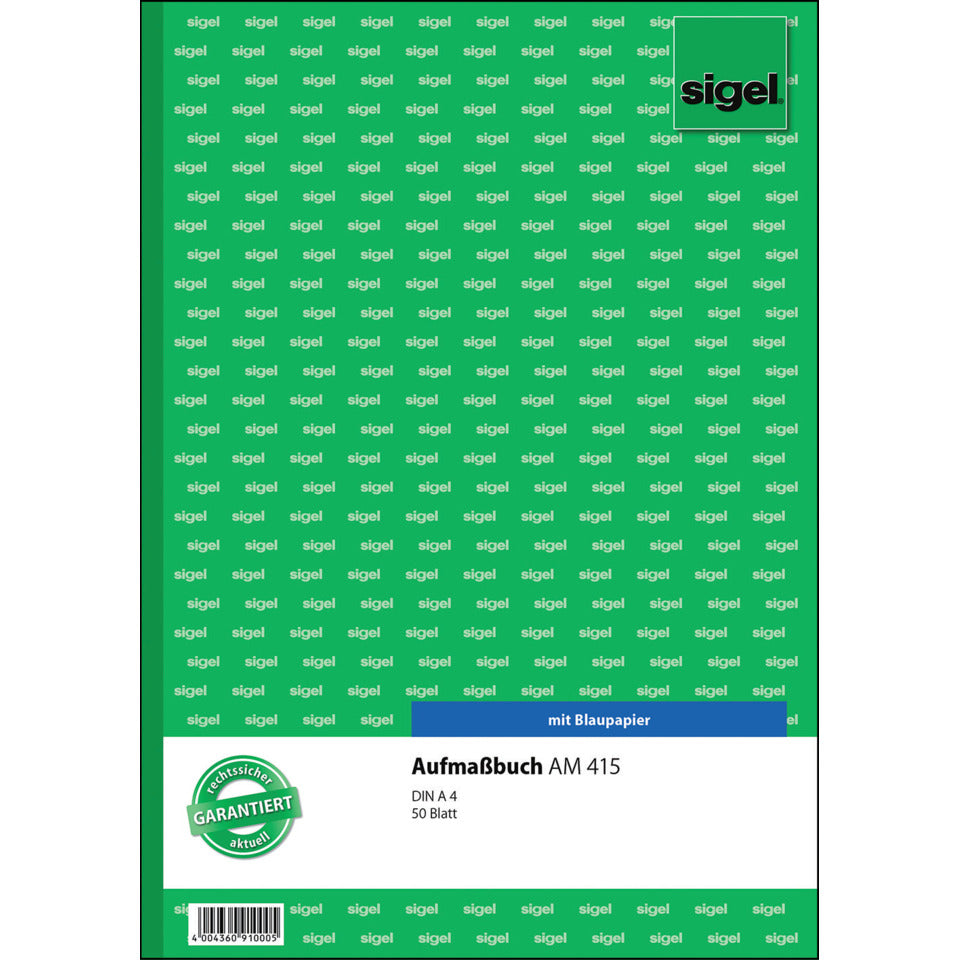 Aufmassbuch, A4, 50 Blatt SIGEL AM415