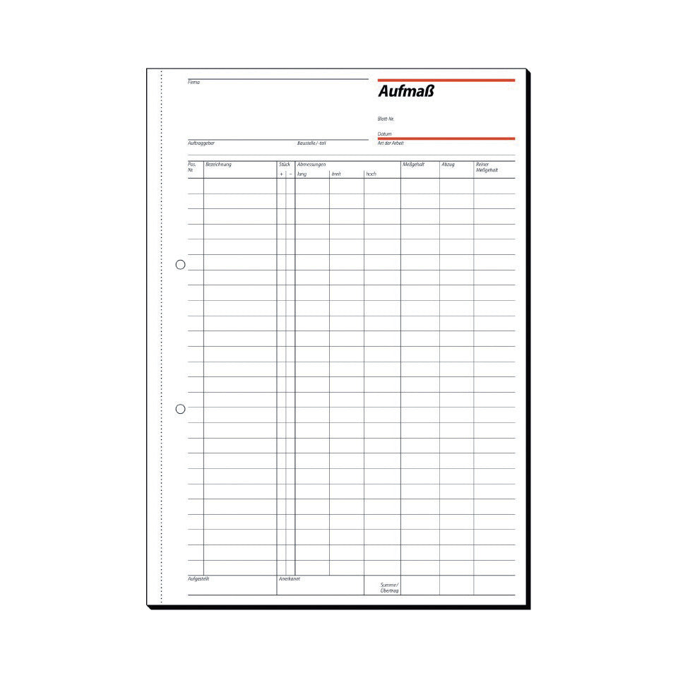Aufmassbuch, A4, 50 Blatt SIGEL AM415
