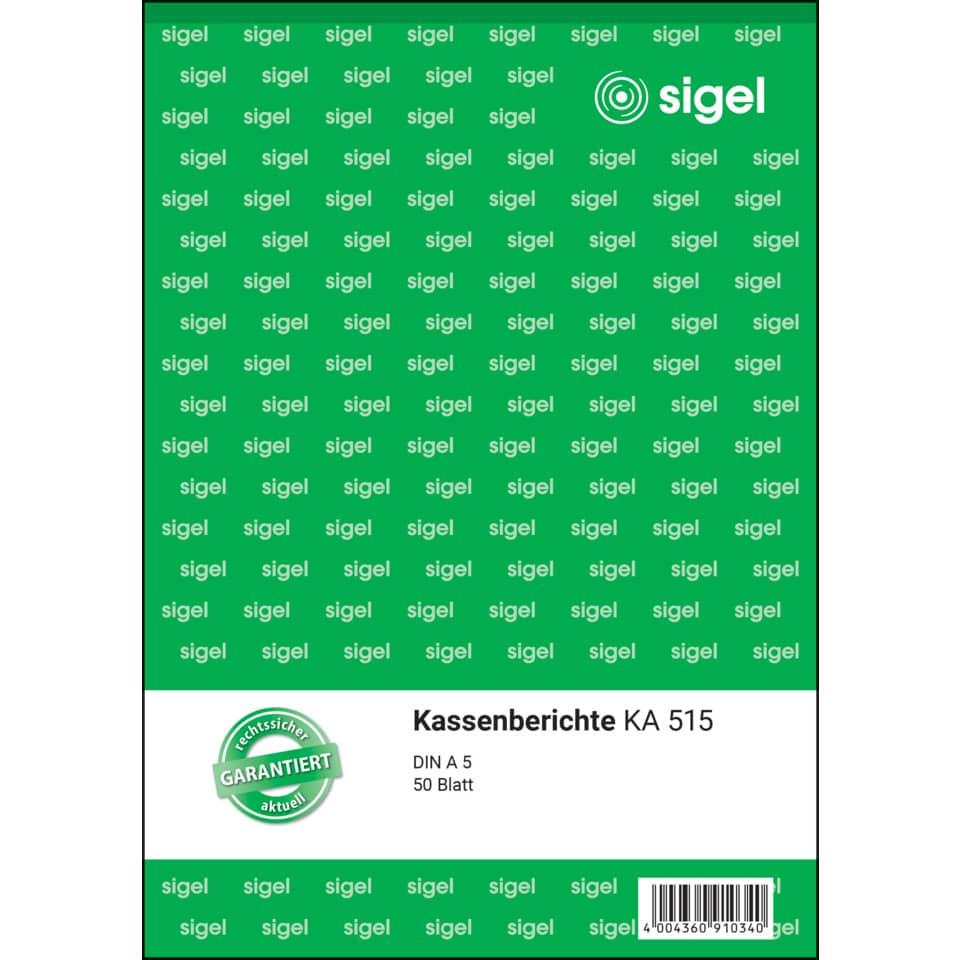 Kassenbericht, A5, 50 Blatt SIGEL KA515