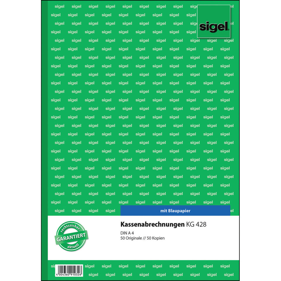 Kassenabrechnung, A4, 2x50 Blatt SIGEL KG428 SIGEL KG428 2x50BL