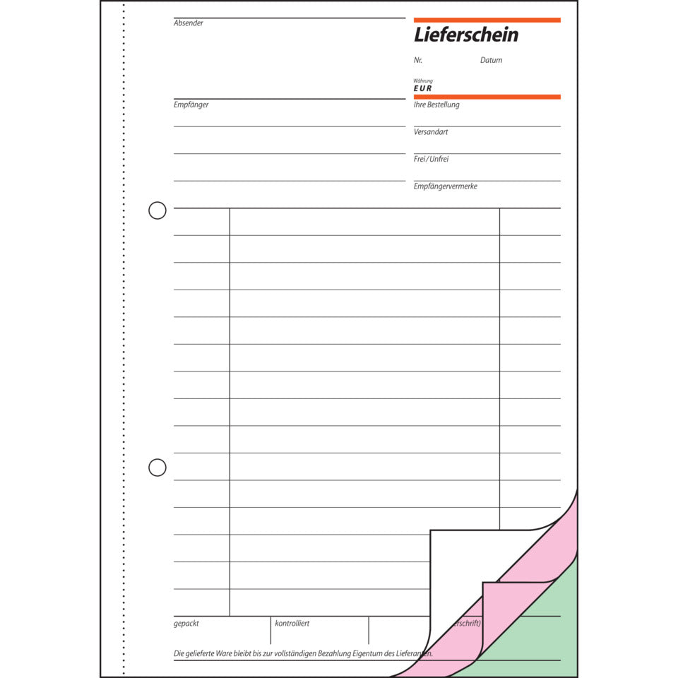 Lieferscheinbuch mit Empfangsschein, A5, mit Blaupapier, 3x50 Blatt SIGEL LI535