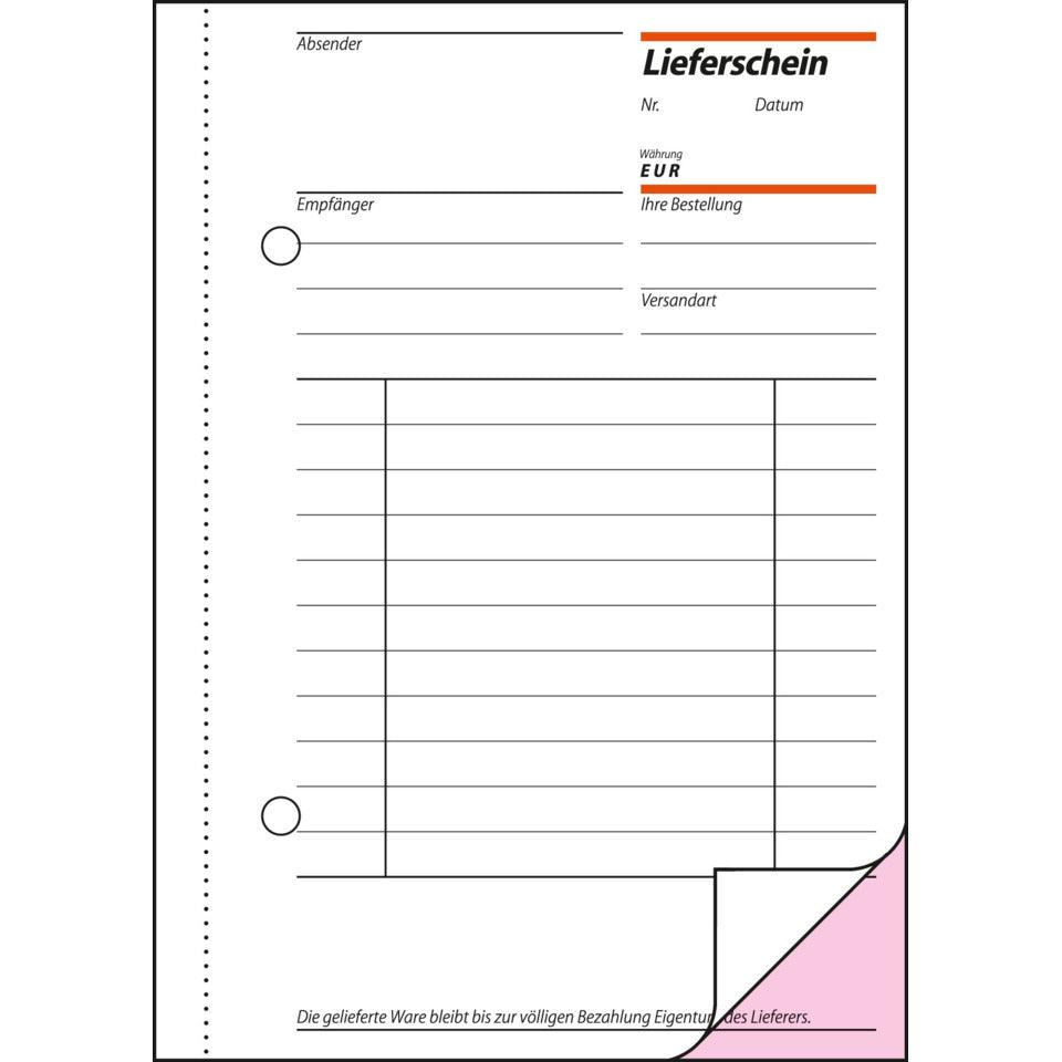Lieferscheinbuch mit Empfangsschein, A6, mit Blaupapier, 2x50 Blatt SIGEL LI625