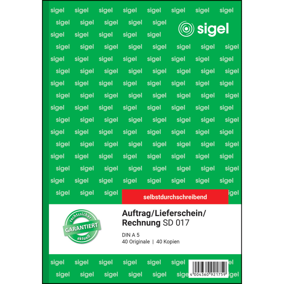 Kombinationsbuch, A5, 2x40 Blatt SIGEL SD017
