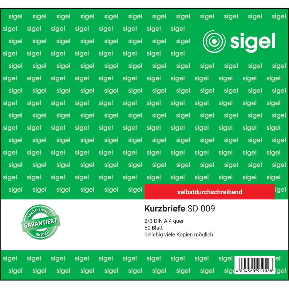 Kurzbrief 2/3 A4, 50 Blatt SIGEL SD009 SIGEL SD009 50Bl/SD
