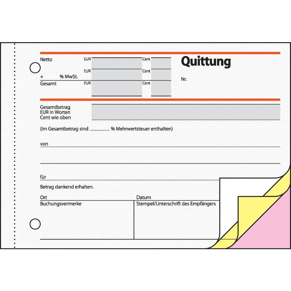 Quittung mit MwSt-Nachweis, A6, 3x40 Blatt SIGEL SD023 SIGEL SD023 3 fach SD