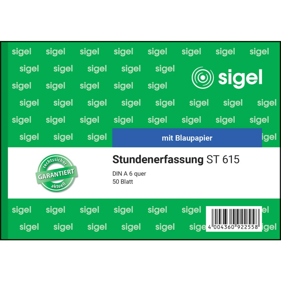 Stundenerfassung, A6, 50 Blatt SIGEL ST615