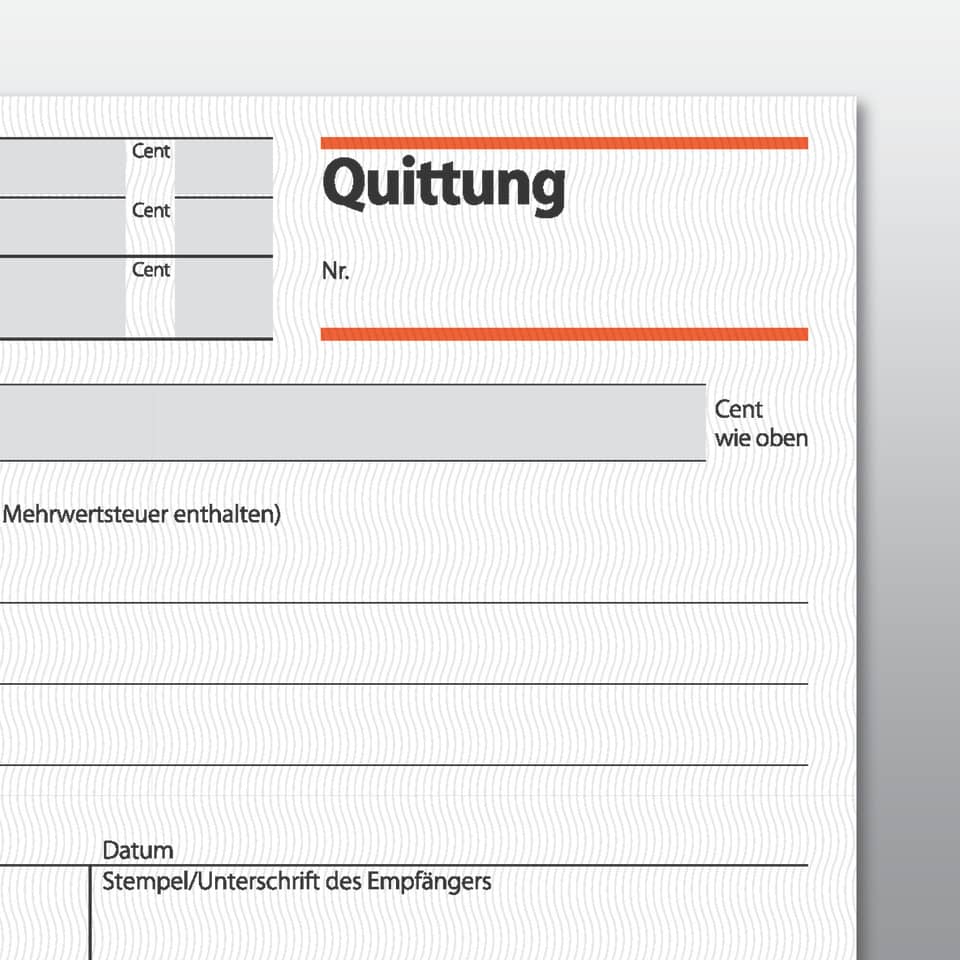 Quittung mit MwSt.-Nachweis, A6 quer, 50 Blatt SIGEL QU619