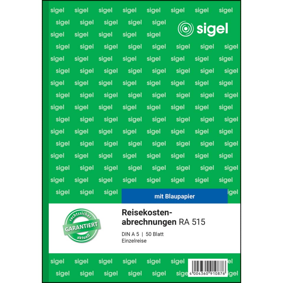 Reisekostenabrechnung Einzelreise, A4, 50 Blatt SIGEL RA515 SIGEL RA515 einzeln