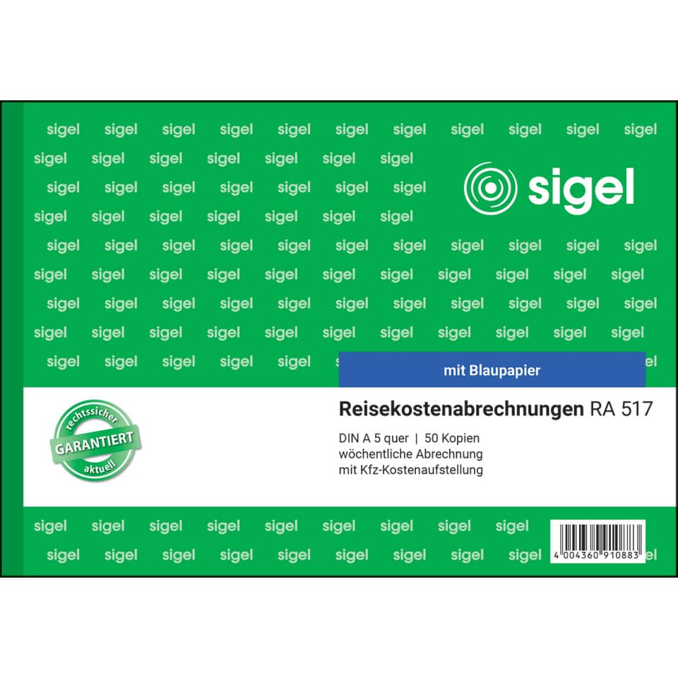Reisekostenabrechnung wöchentlich, A4, 50 Blatt SIGEL RA517 SIGEL RA517 wöchentlich