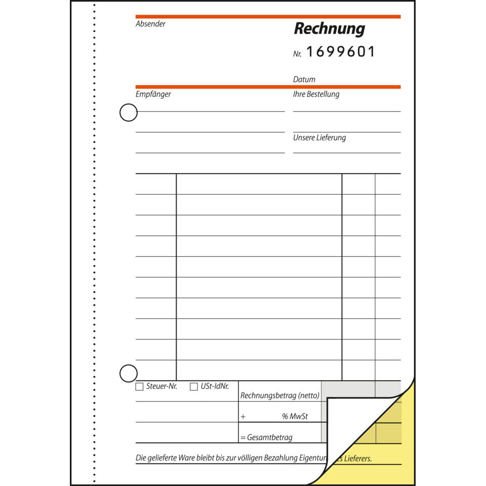 Rechnung, A6, 2x40 Blatt SIGEL SD133 SIGEL SD133 fortlfd. num.