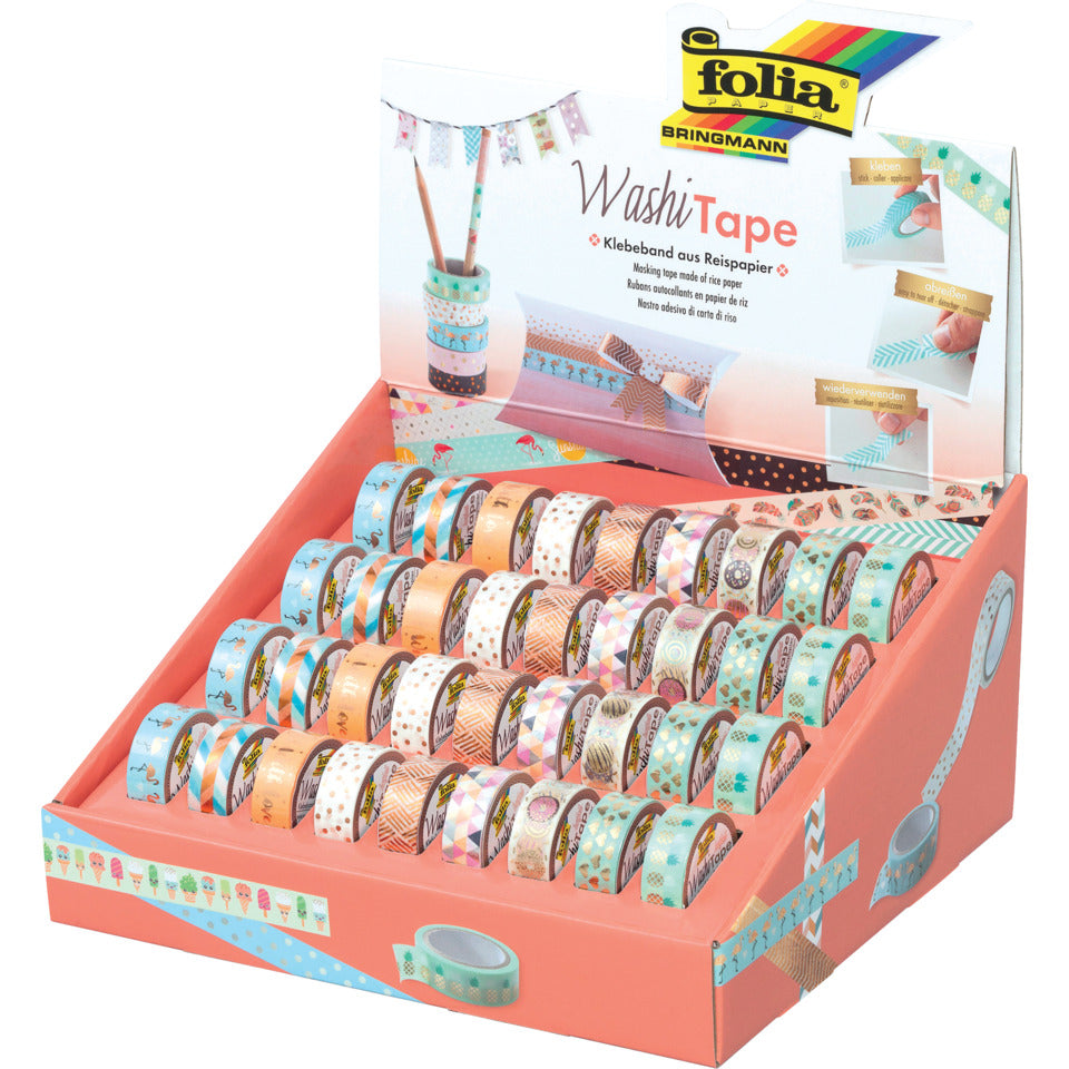 Klebefilm Washi-Tape Hotfoil, 15mmx10m, sortiert FOLIA 260039 FOLIA 260039 Hotfoil 15mm 10m