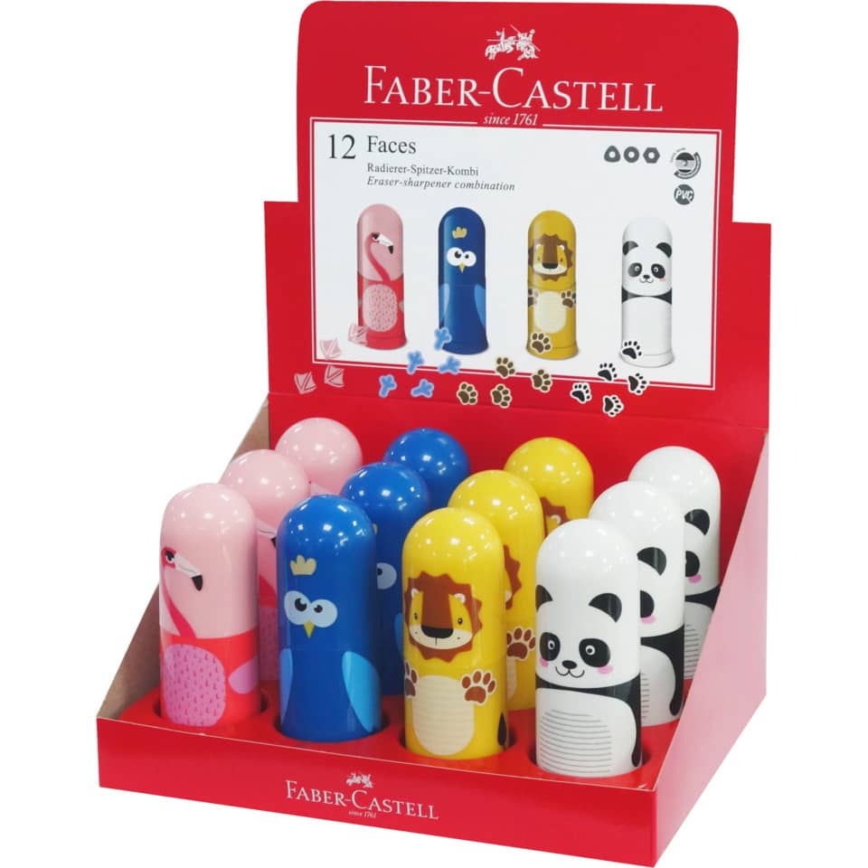 Dosenspitzer Radierer Faces, sortiert FABER CASTELL 583513 FABER CASTELL 583513 i.Display
