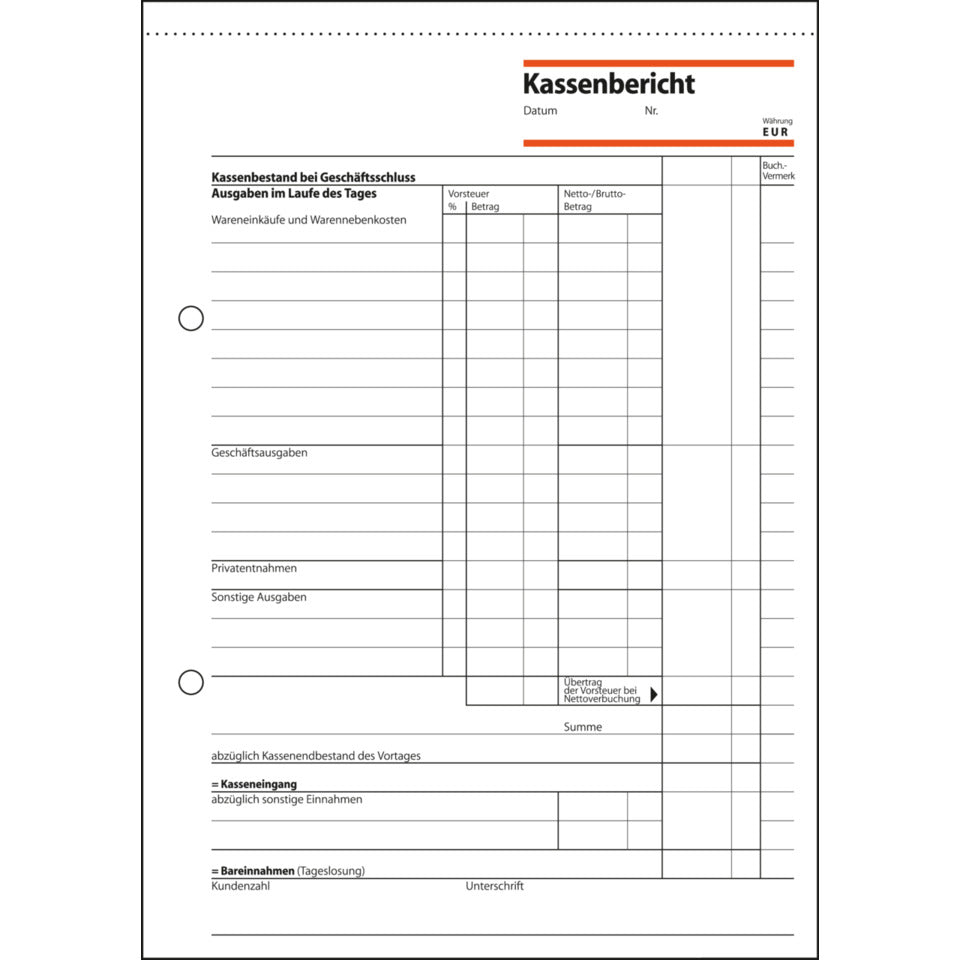 Kassenbericht, A5, 50 Blatt SIGEL KA515